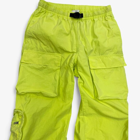 TNA Aritzia Cargo Pants Relaxed Mid Rise Adjustable Neon Green Women's Small - Picture 2 of 12